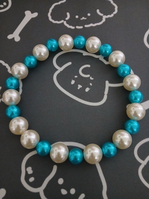 Blue & white Beaded Pearl Necklace